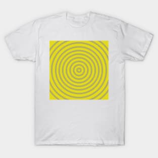 Round Bullseye Pattern no.3 Yellow and Grey with White dashed lines T-Shirt